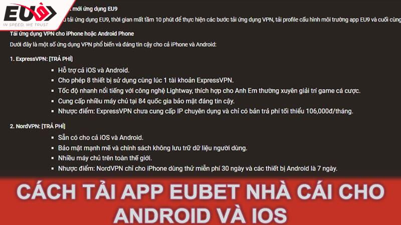 Cách tải app eubet nhà cái cho Android và iOS